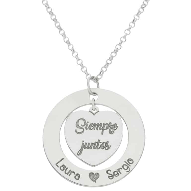 Colgante corazón cerco personalizable plata