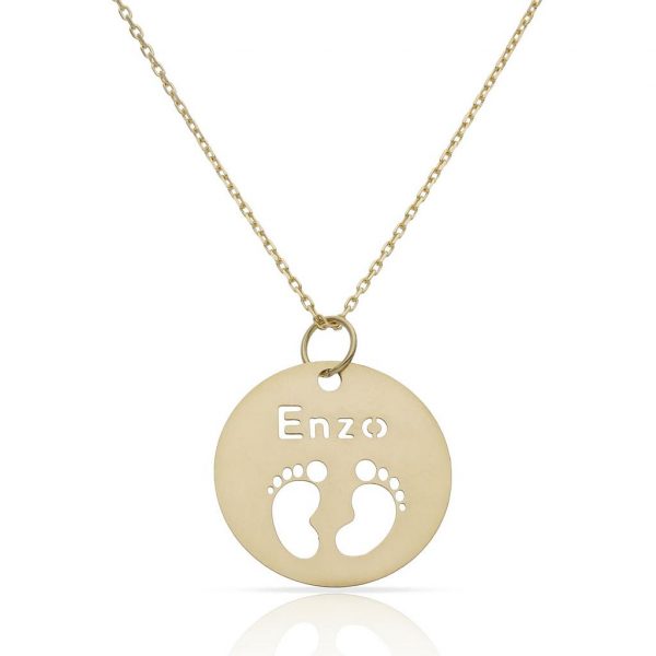 Colgante círculo con pies personalizable oro