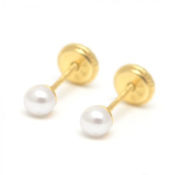 Pendientes perla pequeña en plata dorada