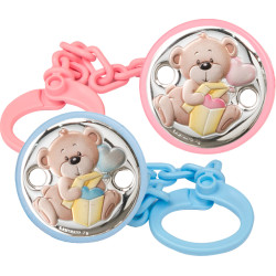 Chupetero oso con regalo en plata