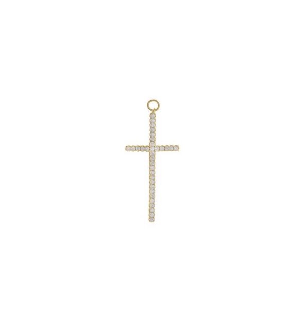 Charm cruz con circonitas en plata dorada