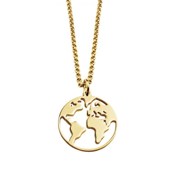 Colgante mundo acero dorado