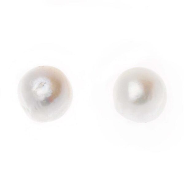 Pendientes media perla blanca japonesa mabe redonda en plata