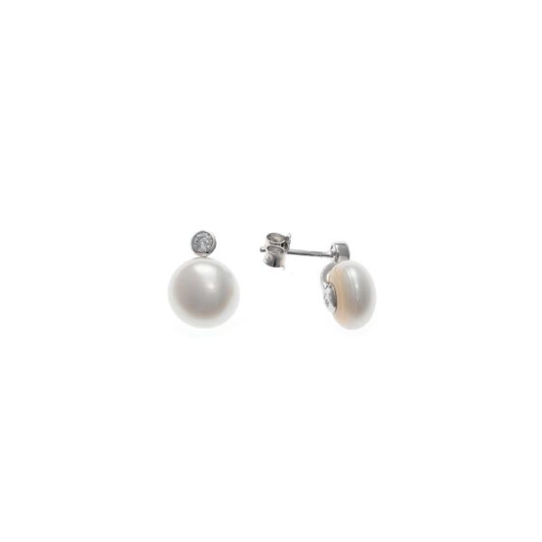 Pendientes perla cultivada barroca con chatón circonita en plata rodiada