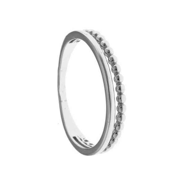 Anillo doble bolitas y acabado brillo en plata