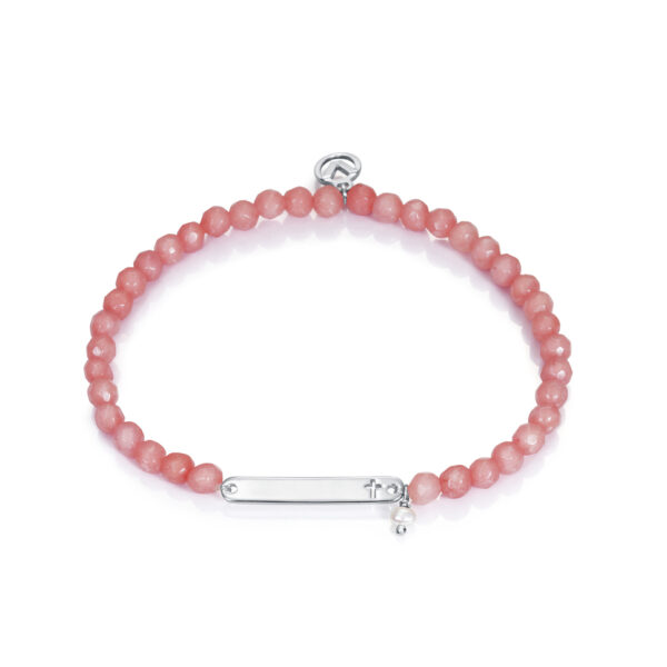 Pulsera elástica para niña con chapa central en plata