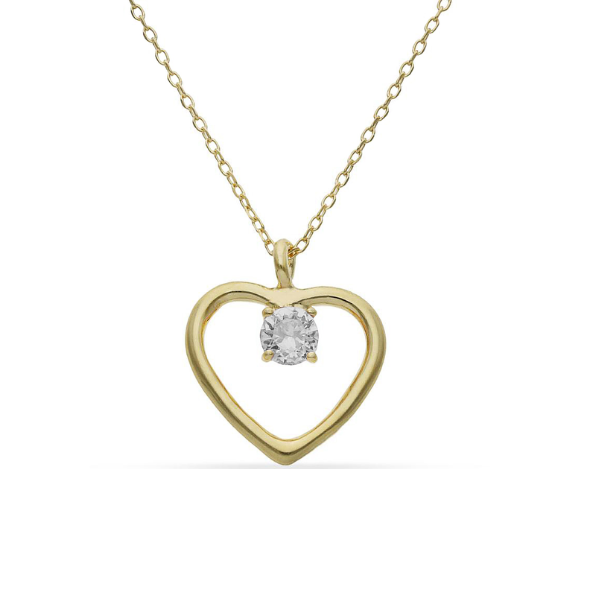 Colgante corazón con circonita en plata dorada