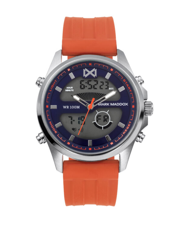 Reloj hombre mark maddox con correa de silicona naranja