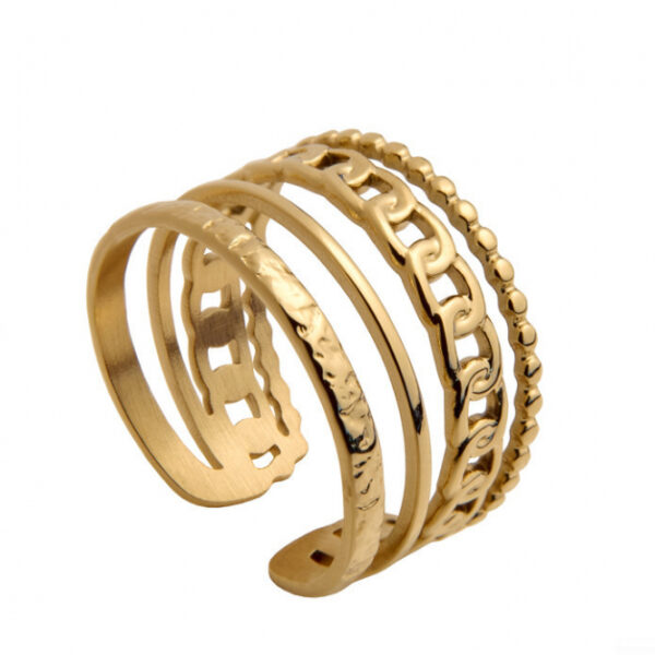 Anillo abierto en acero dorado