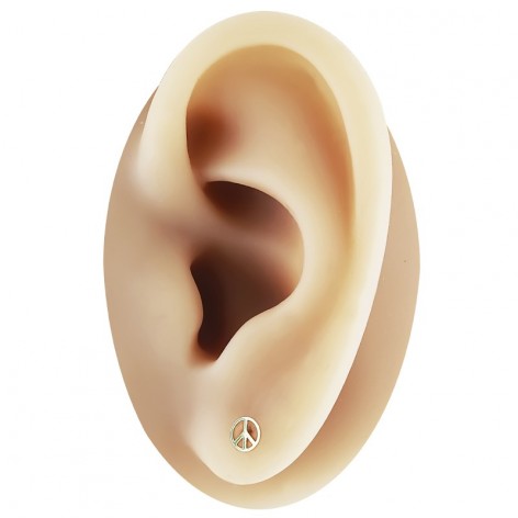 Piercing oreja símbolo de la paz en oro