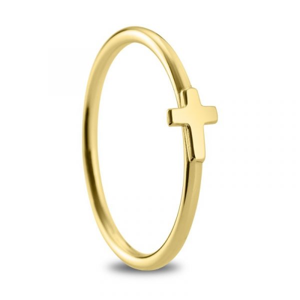 Anillo cruz en plata dorada