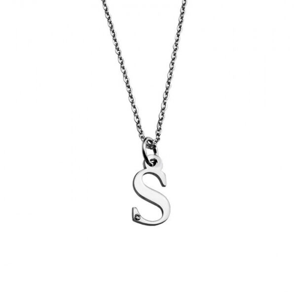Colgante letra inicial en plata con circonita
