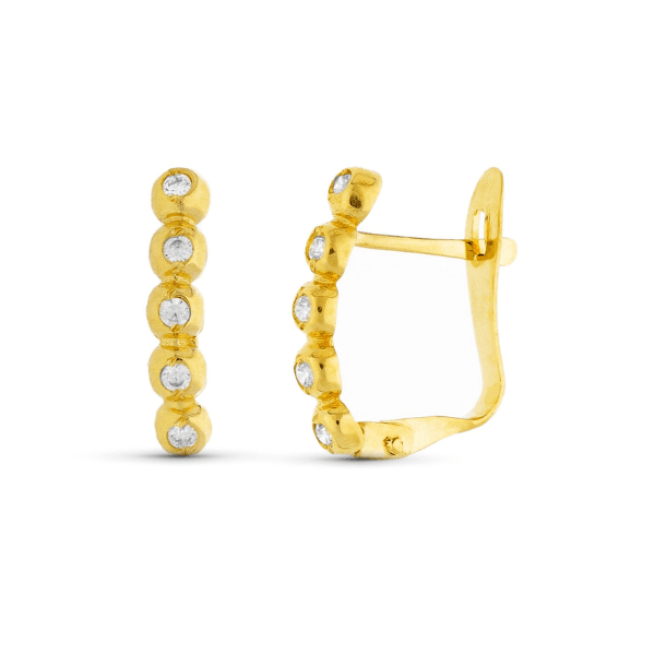 Pendientes comunión con circonitas en oro amarillo