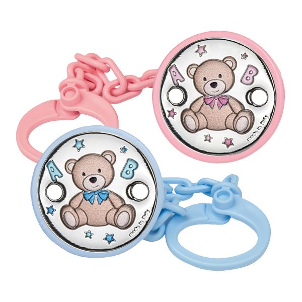 Chupetero con oso y estrellas