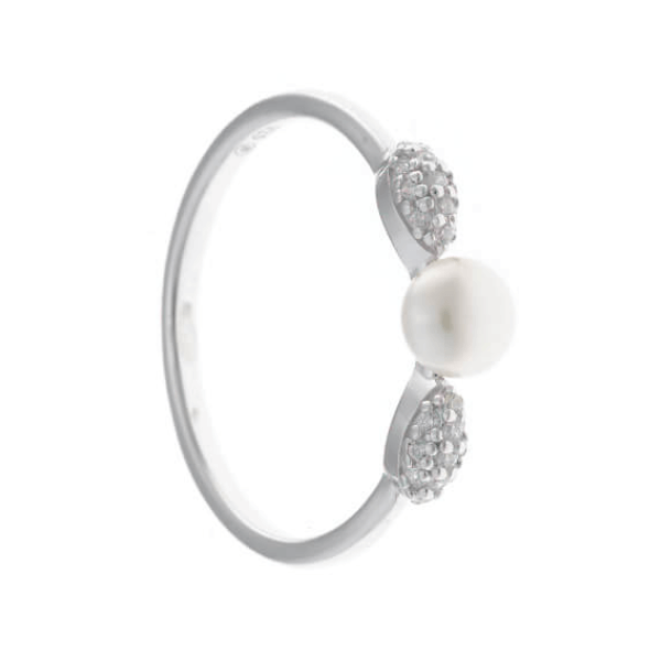 anillo perla y circonitas en plata