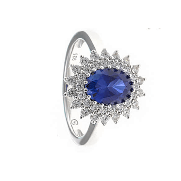 Anillo roseta zafiro en plata
