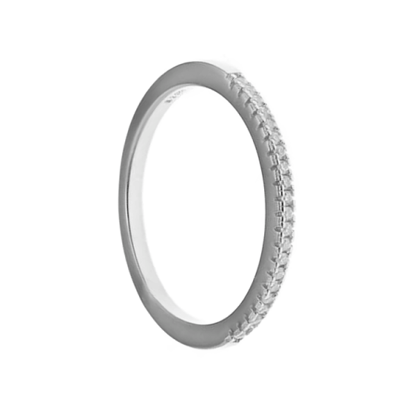anillo media alianza con circonitas en plata
