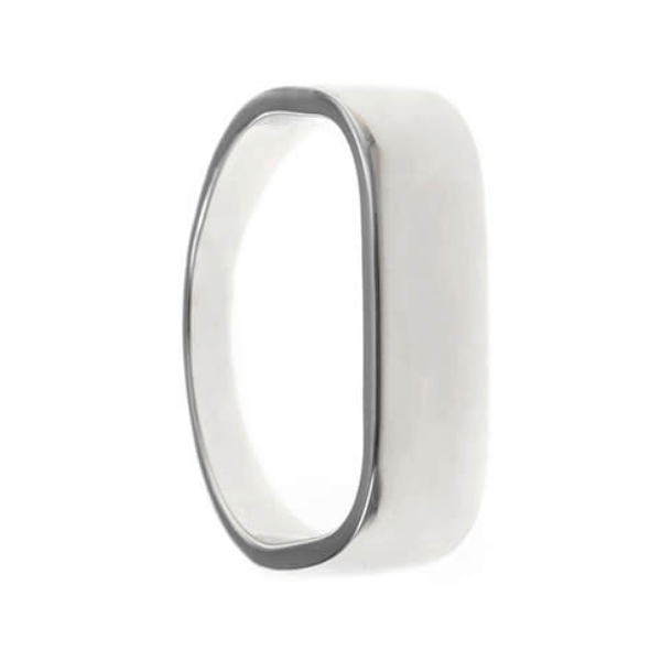 anillo rectangular liso en plata