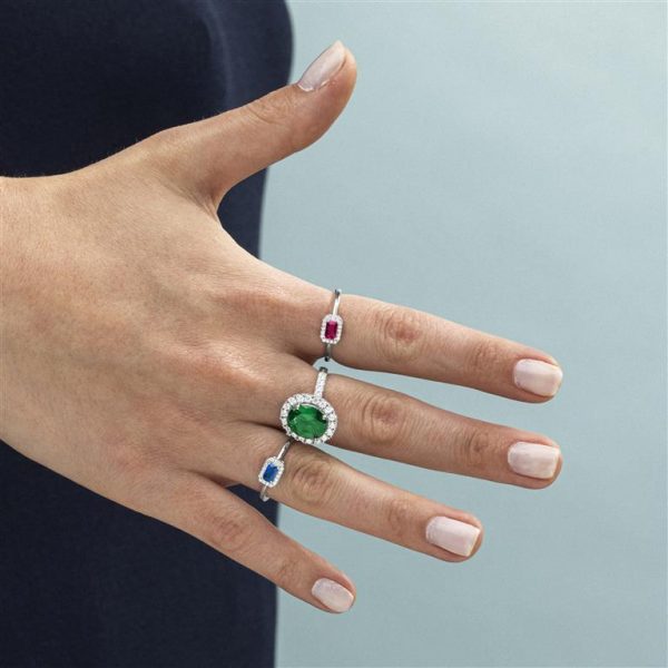 anillo bagué circonita zafiro en plata