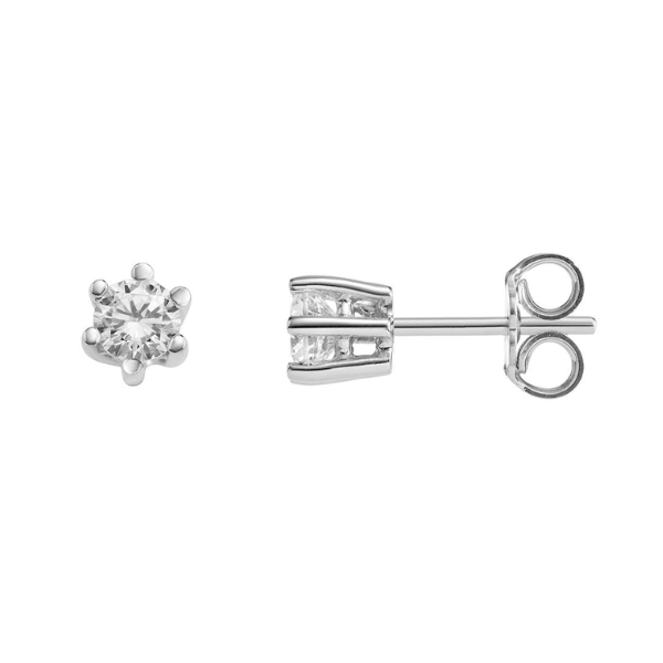 Pendientes circonita seis garras en oro blanco