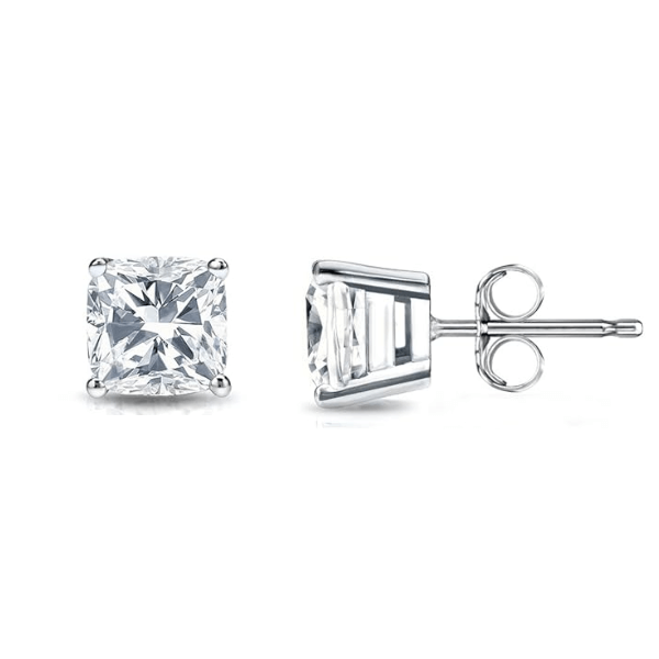 Pendientes circonita cuadrada en plata