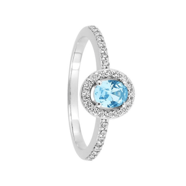 Anillo topacio azul y circonitas
