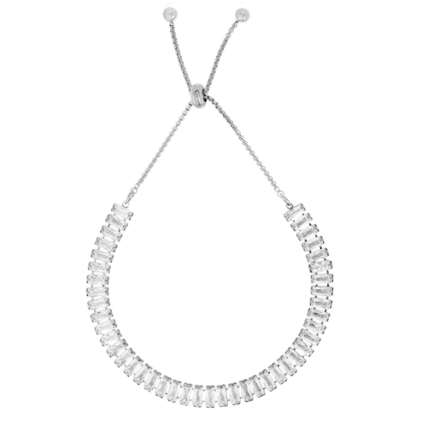 Pulsera circonitas baguetter en acero