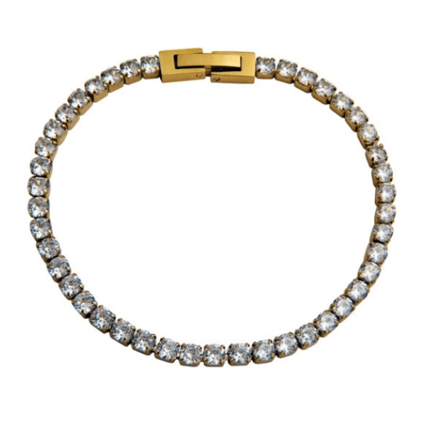 Pulsera acero dorado con circonitas