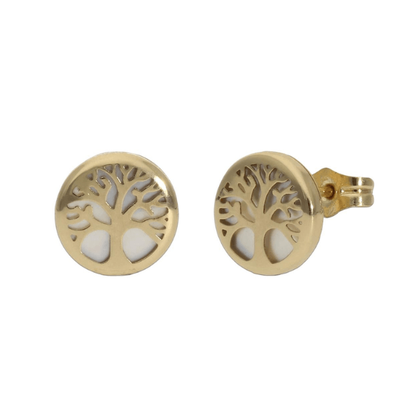 Pendientes árbol de la vida oro y nácar