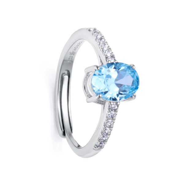 Anillo circonita aguamarina en plata