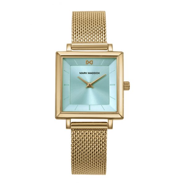 Reloj mujer Mark Maddox acero dorado con caja cuadrada color verde