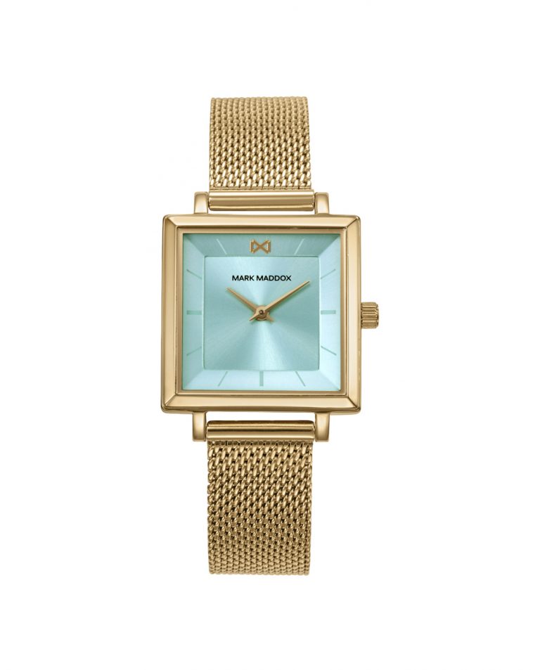 Reloj mujer Mark Maddox acero dorado con caja cuadrada color verde