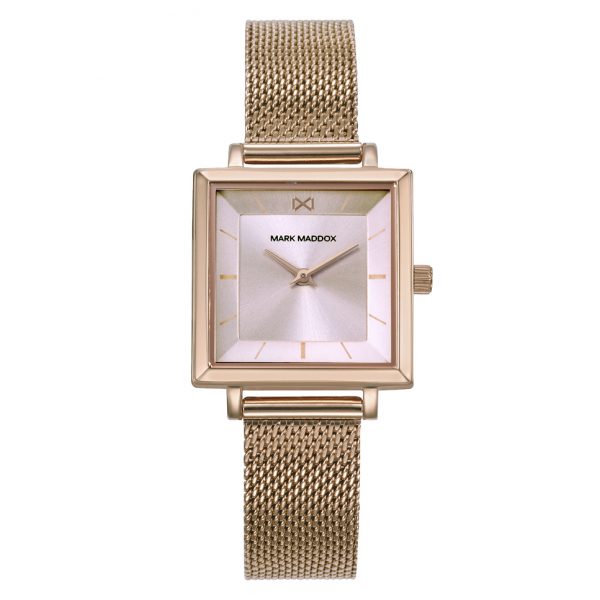 Reloj mujer Mark Maddox acero rosa con caja cuadrada color rosa