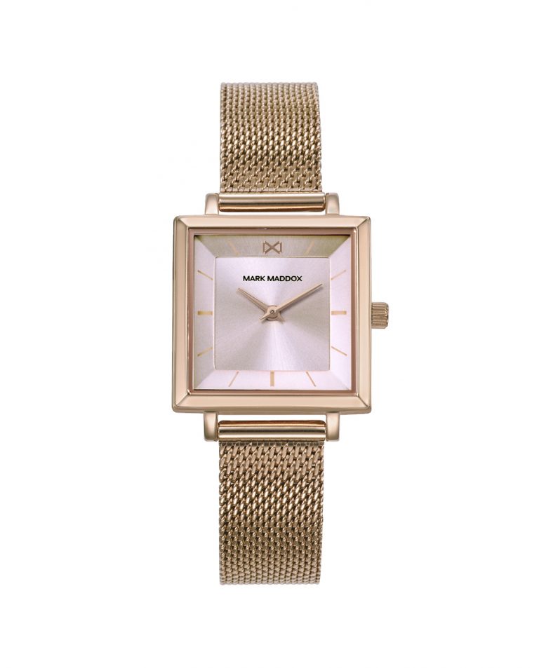 Reloj mujer Mark Maddox acero rosa con caja cuadrada color rosa