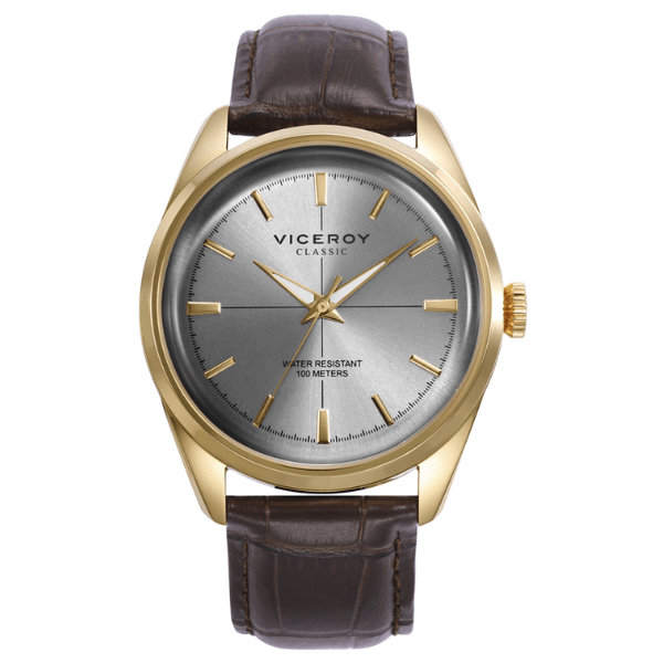 Reloj Viceroy con caja de acero dorado y correa piel marrón