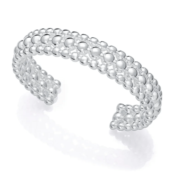 Pulsera rígida de bolas en acero chapada en plata