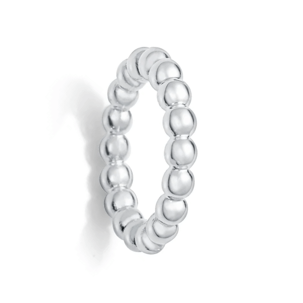 Anillo bolas en acero chapado en plata