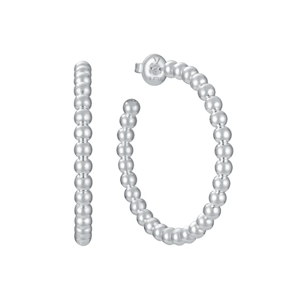 Pendientes medio aro bolitas en acero