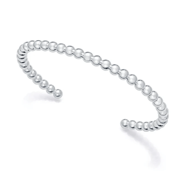 Pulsera rígida bolas en acero chapado en plata