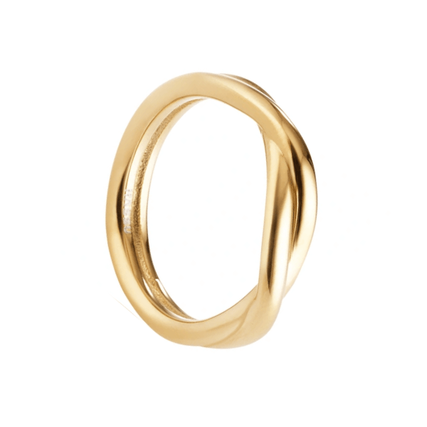 Anillo entrelazados en acero dorado