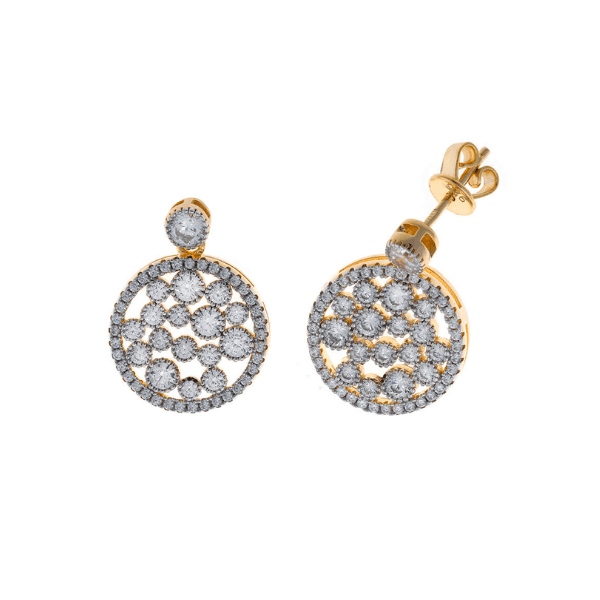 Pendientes redondos con circonitas en plata dorada