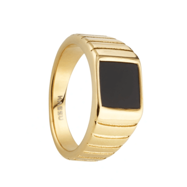 Anillo sello hombre en acero dorado