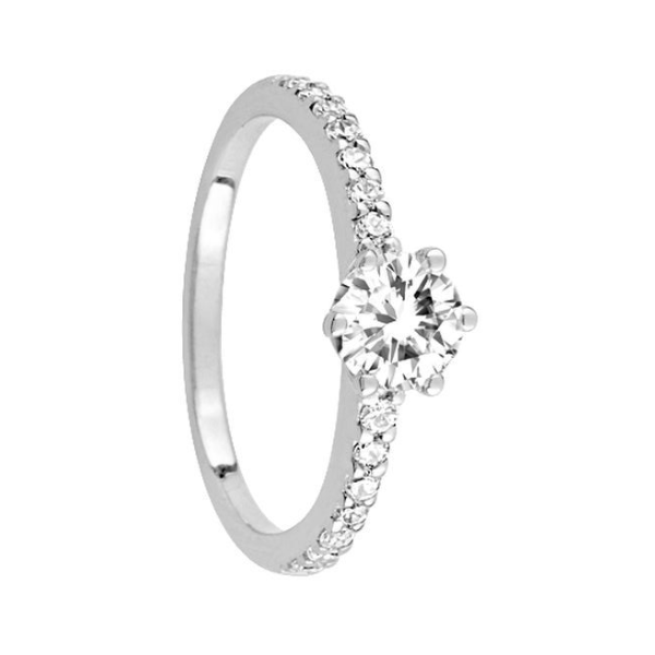 Anillo circonita y circonitas en brazo en plata