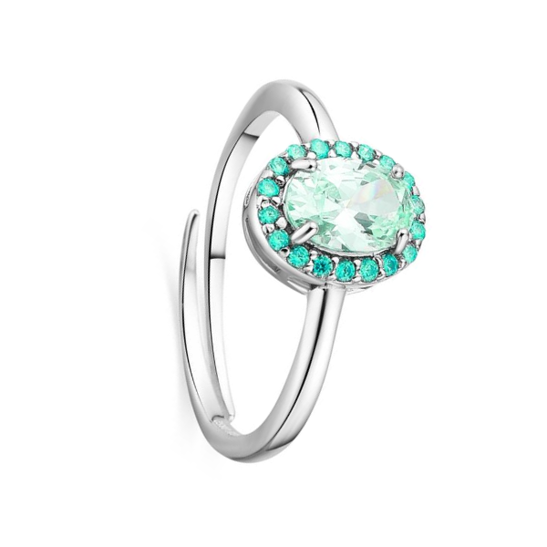 Anillo cuarzo verde en plata rodiada