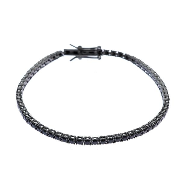 Pulsera riviere circonitas negras en plata