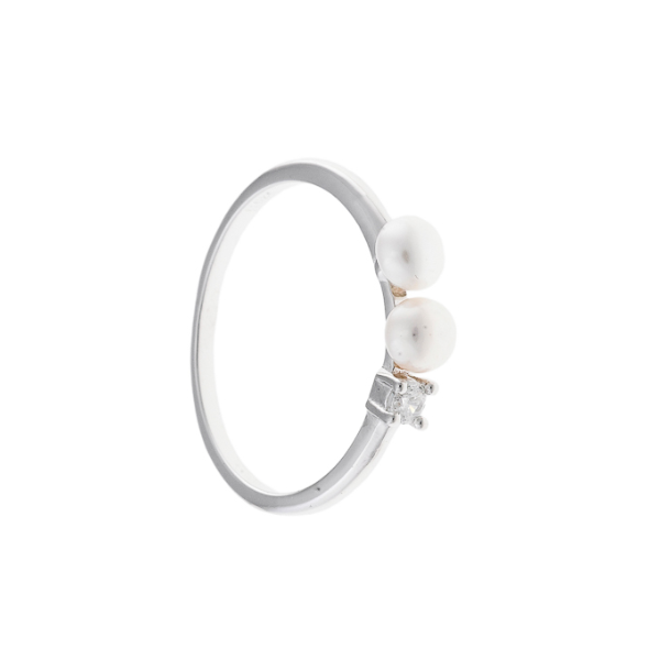 Anillo perlas y circonita en plata