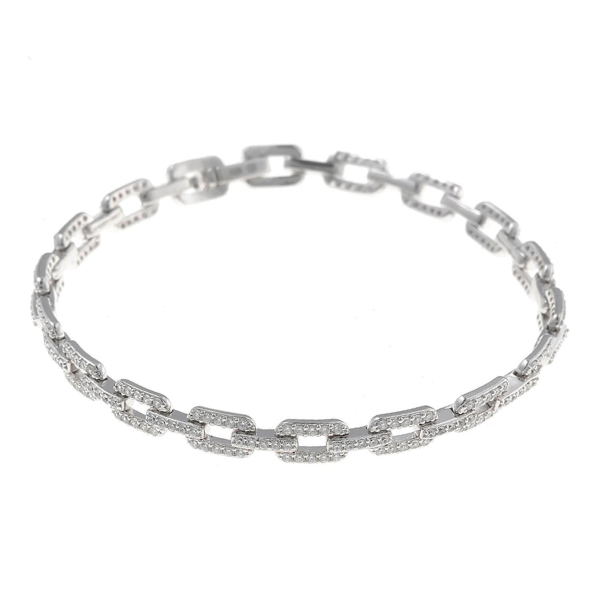 Pulsera rectángulos con circonitas en plata