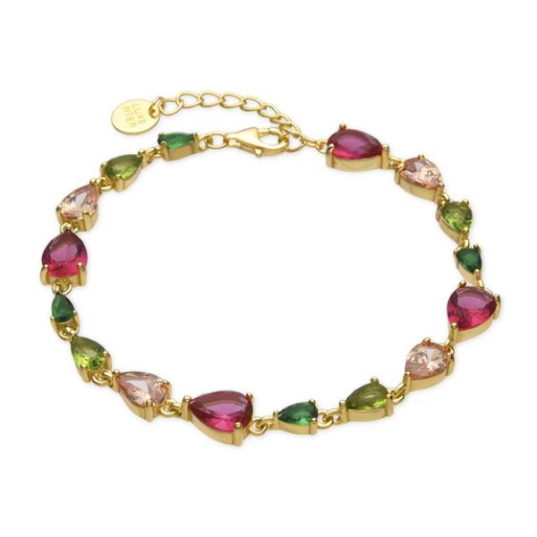 Pulsera lágrimas circonitas multicolor en plata dorada