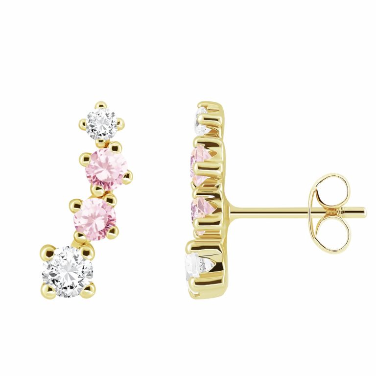 Pendiente trepador circonitas en oro amarillo