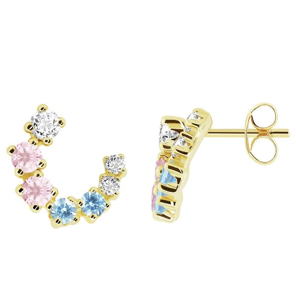 Pendientes semicírculo con circonitas en oro amarillo